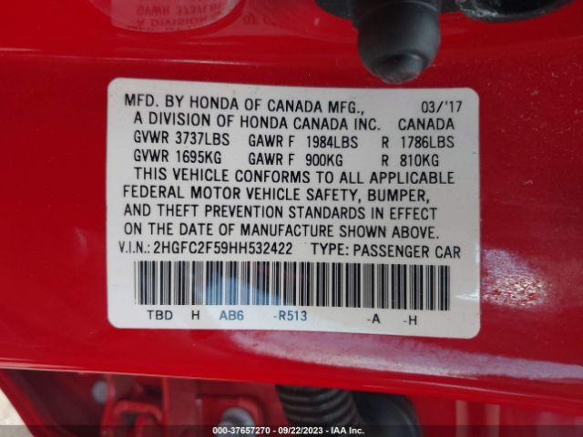 2017 HONDA CIVIC SEDAN 2HGFC2F59HH532422 Photo 8