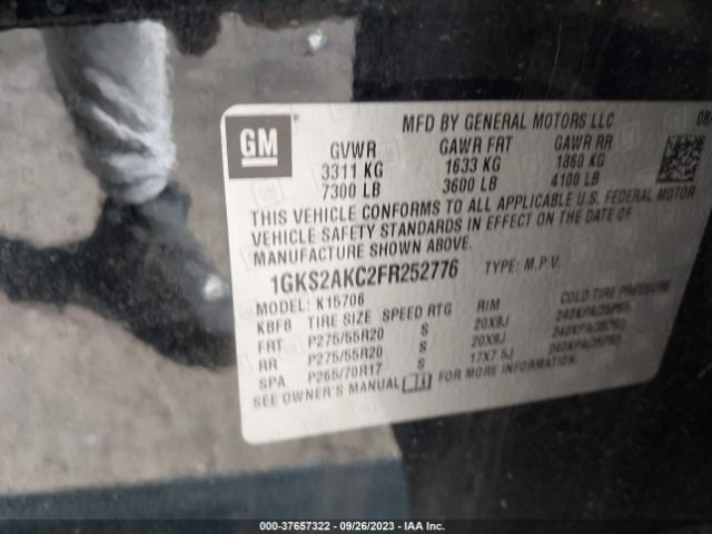 1GKS2AKC2FR252776 GMC YUKON SLE