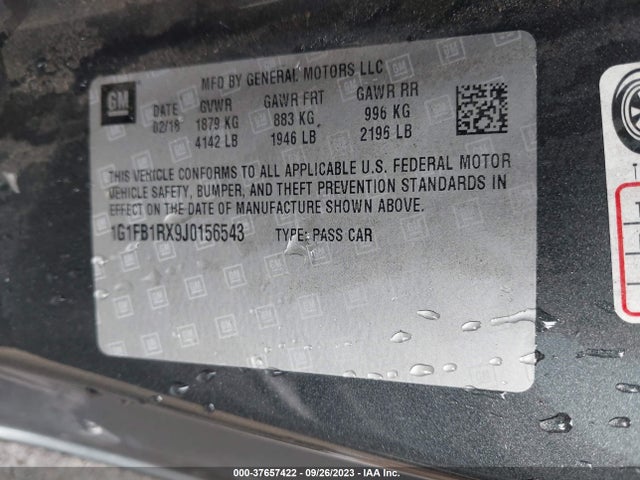 Chevrolet Camaro 1lt 2018 1G1FB1RX9J0156543 Image 9