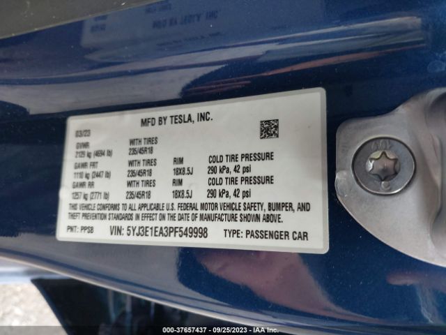 5YJ3E1EA3PF549998 Tesla MODEL 3