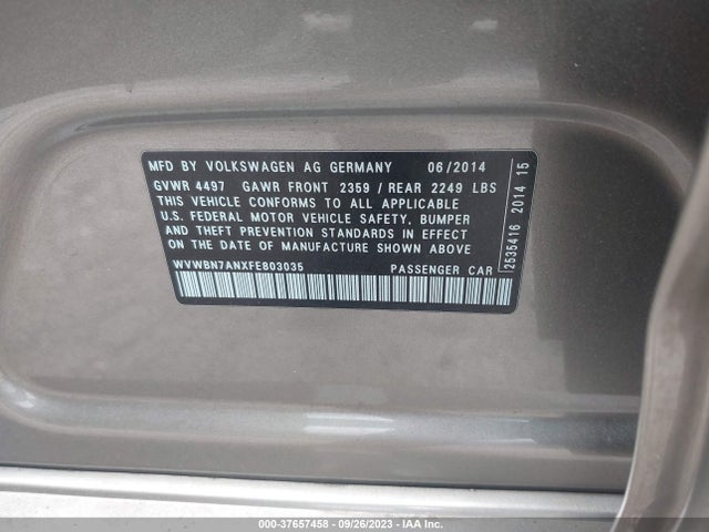 WVWBN7ANXFE803035 Volkswagen CC SPORT
