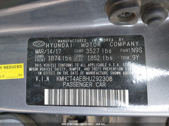Hyundai ACCENT SE 2017 KMHCT4AE8HU292308 Image 9