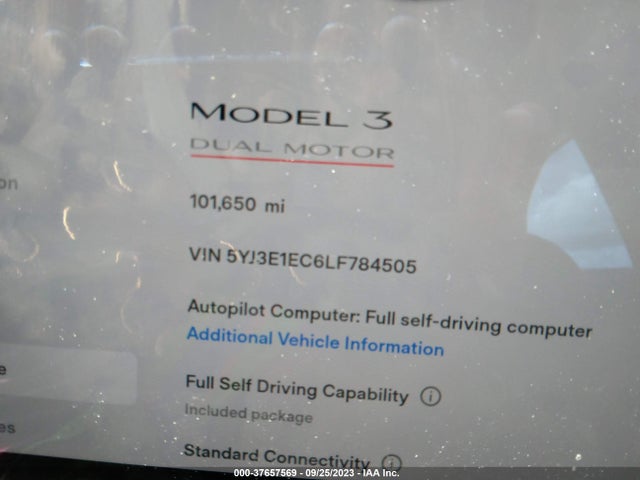2020 Tesla 3, VIN: 5YJ3E1EC6LF784505
