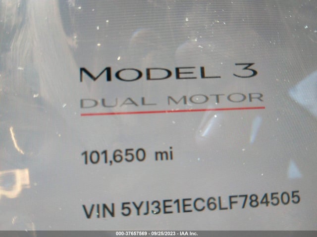 2020 Tesla 3, VIN: 5YJ3E1EC6LF784505