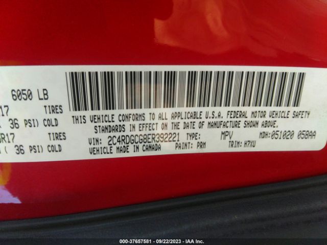2C4RDGCG8ER392221 Dodge Grand Caravan Sxt