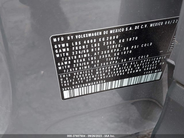 3VVLX7B28NM089354 Volkswagen TAOS SE
