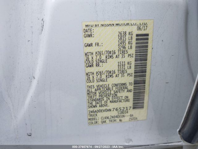 1N6AD0EV0HN765217 Nissan Frontier Sv V6