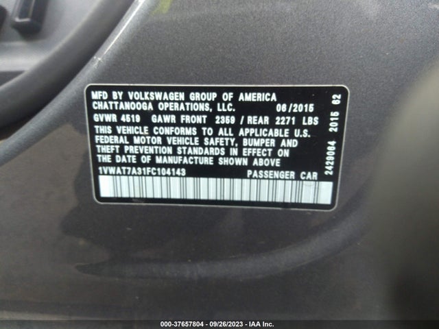 1VWAT7A31FC104143 Volkswagen Passat 1.8t Limited Edition