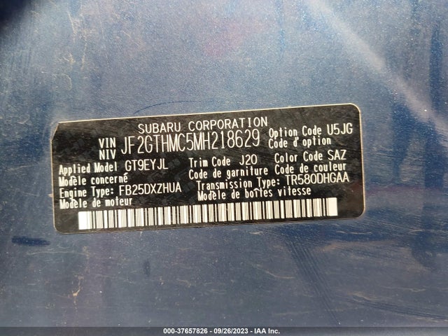 2021 SUBARU CROSSTREK LIMITED VIN: JF2GTHMC5MH218629