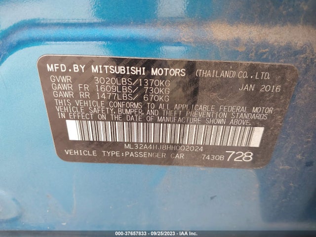 ML32A4HJ8HH002024 Mitsubishi MIRAGE SE