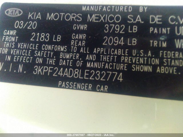 3KPF24AD8LE232774 KIA Forte Lxs