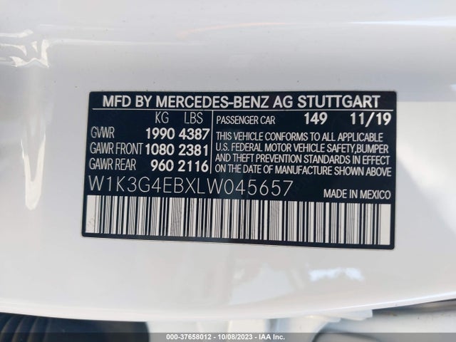 W1K3G4EBXLW045657 Mercedes-Benz A-class A 220