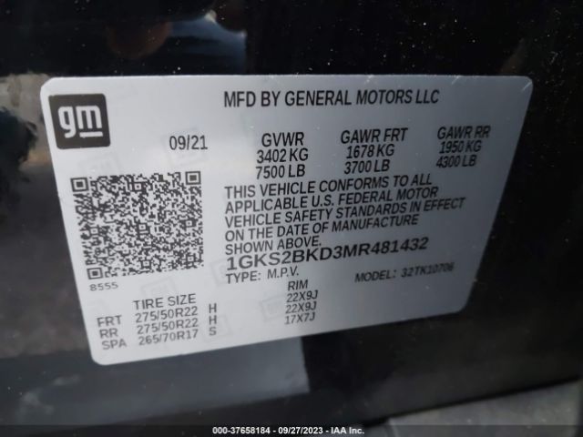 1GKS2BKD3MR481432 GMC YUKON SLT