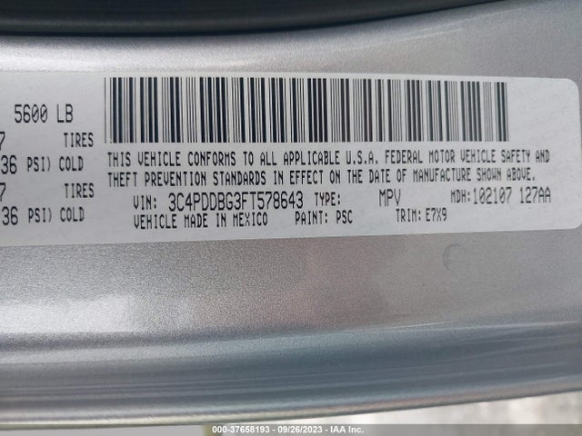 Dodge Journey Sxt 2015 3C4PDDBG3FT578643 Image 9