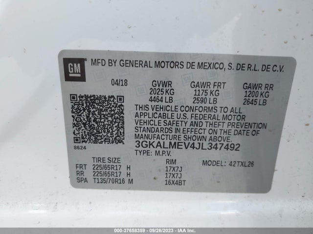 GMC Terrain Sle 2018 3GKALMEV4JL347492 Image 9