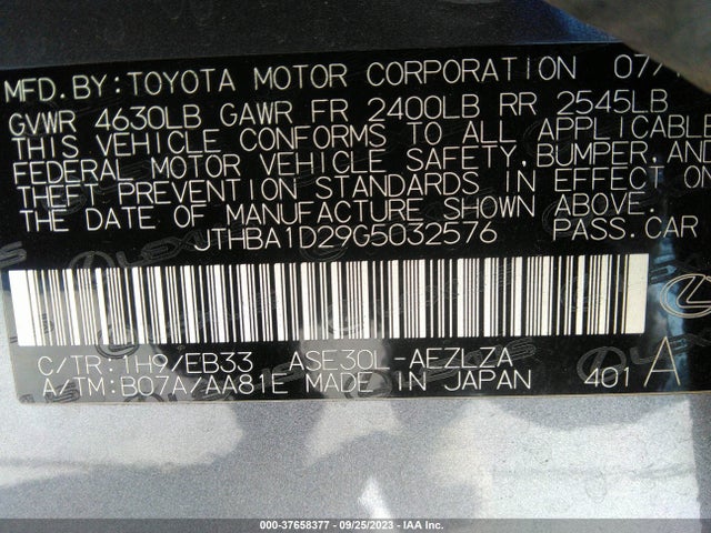 JTHBA1D29G5032576 Lexus IS 200T
