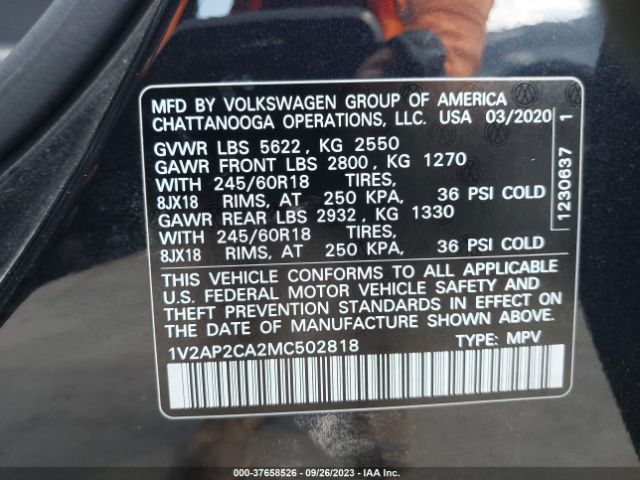2021 VOLKSWAGEN ATLAS 1V2AP2CA2MC502818 Photo 8