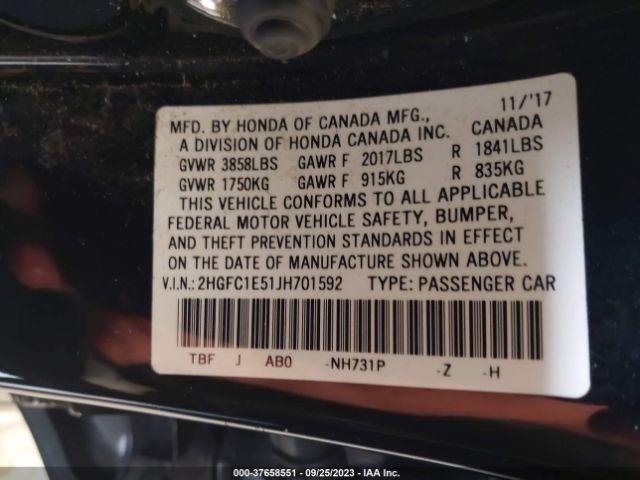 2HGFC1E51JH701592 Honda CIVIC SI SEDAN