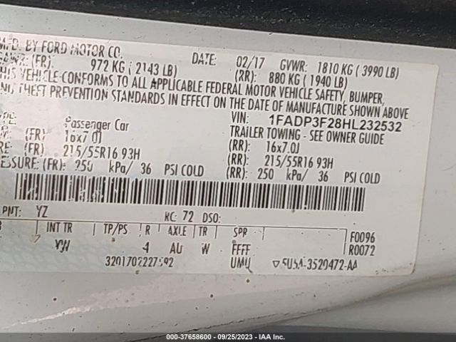 1FADP3F28HL232532 Ford FOCUS SE