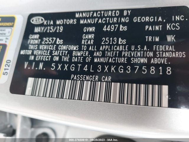 5XXGT4L3XKG375818 KIA Optima Lx
