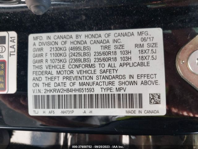 2HKRW2H84HH651593 Honda Cr-v Ex-l
