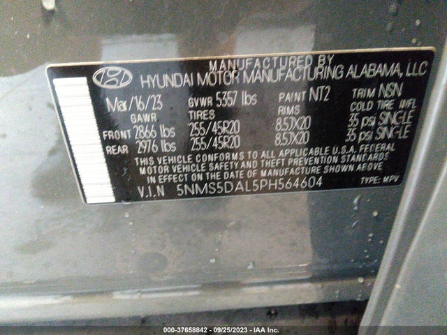 2023 HYUNDAI SANTA FE CALLIGRAPHY VIN: 5NMS5DAL5PH564604