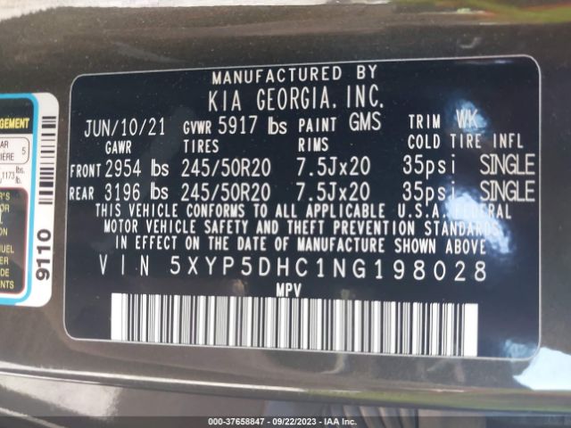 5XYP5DHC1NG198028 KIA Telluride Sx
