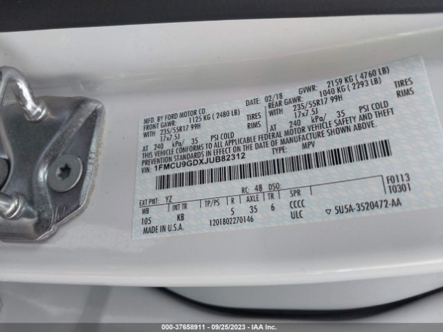 1FMCU9GDXJUB82312 Ford ESCAPE SE