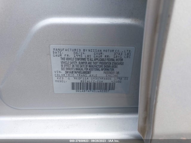 Nissan SENTRA S 2014 3N1AB7AP4EL680307 Image 9