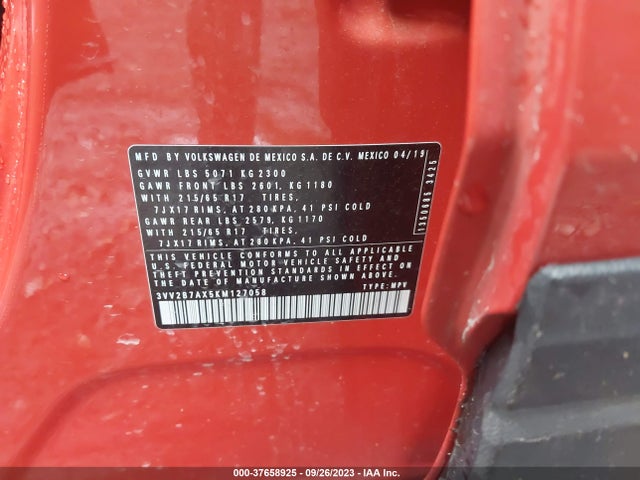 3VV2B7AX5KM127058 Volkswagen Tiguan Se/sel/sel R-line