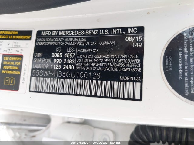 55SWF4JB6GU100128 Mercedes-Benz C-class C 300