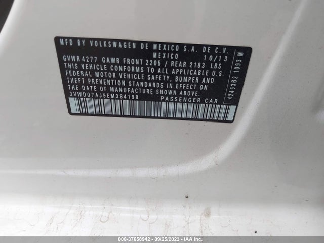 3VWD07AJ9EM384198 Volkswagen Jetta Sedan Se W/connectivity