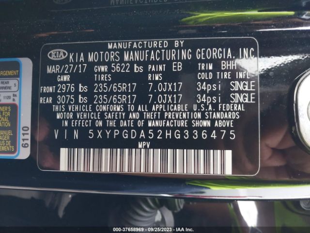 5XYPGDA52HG336475 KIA Sorento Lx V6