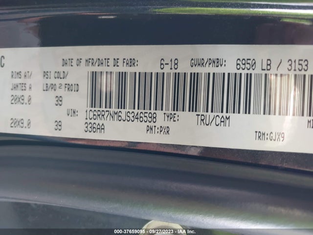 1C6RR7NM6JS346598 RAM 1500 Laramie