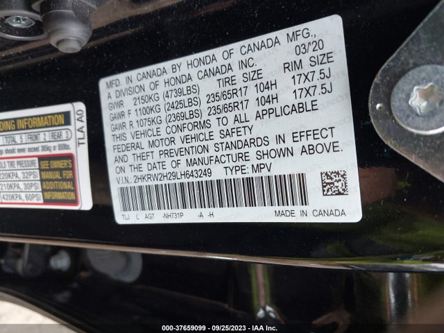 Honda CR-V LX 2020 2HKRW2H29LH643249 Image 9