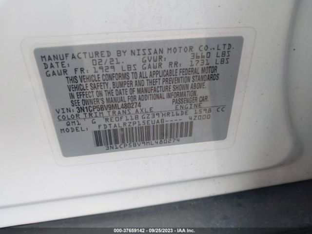 3N1CP5BV9ML480274 Nissan KICKS S