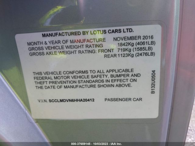 2017 LOTUS EVORA 400 SCCLMDVN6HHA20412 Photo 8