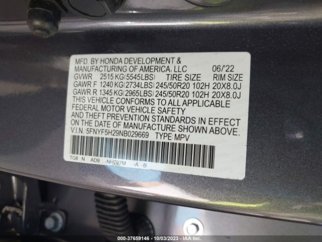 5FNYF5H29NB029669 Honda Pilot Special Edition