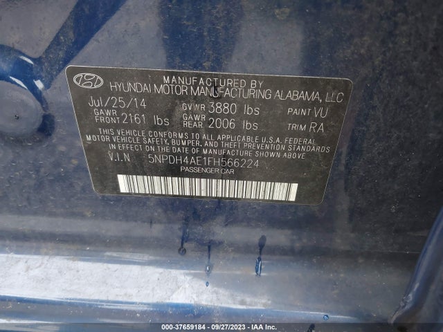 Hyundai ELANTRA SE 2015 5NPDH4AE1FH566224 Image 9