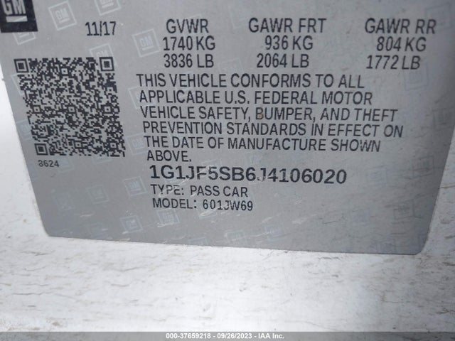 Chevrolet Sonic Premier Auto 2018 1G1JF5SB6J4106020 Image 9