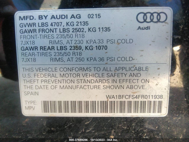 WA1BFCFS4FR011938 Audi Q3 2.0t Premium Plus