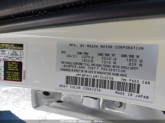 2021 MAZDA MAZDA3 SEDAN PREFERRED VIN: JM1BPACL6M1346506