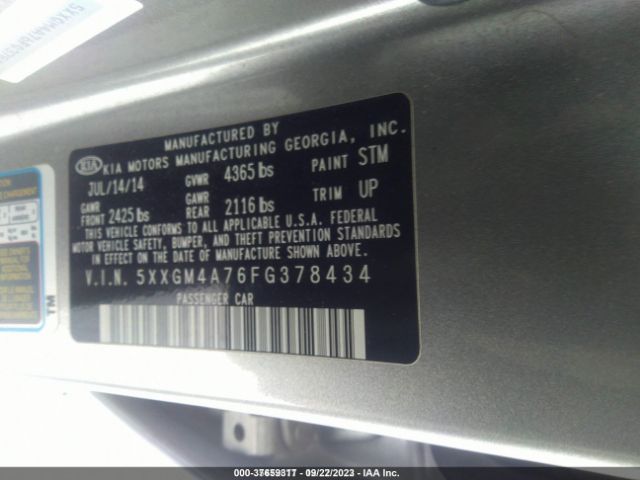 5XXGM4A76FG378434 KIA Optima Lx