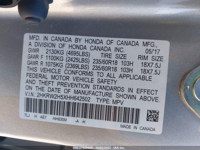 Honda CR-V EX 2017 2HKRW2H5XHH642502 Image 9