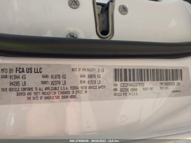 1C3CDFAAXGD679763 Dodge DART SE
