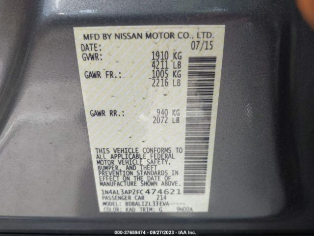 1N4AL3AP2FC474621 Nissan Altima 2.5 Sv