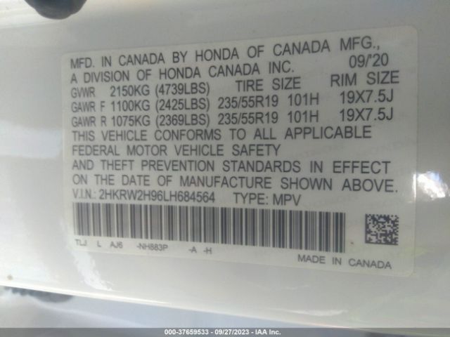 2HKRW2H96LH684564 Honda Cr-v Touring