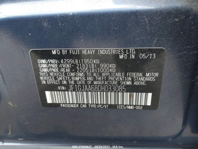 2013 SUBARU IMPREZA SEDAN JF1GJAA68DH033085 Photo 8