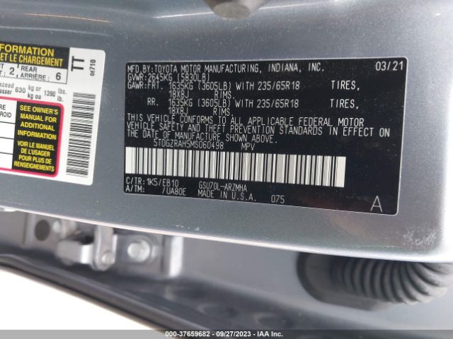 5TDGZRAH5MS060498 Toyota Highlander Xle