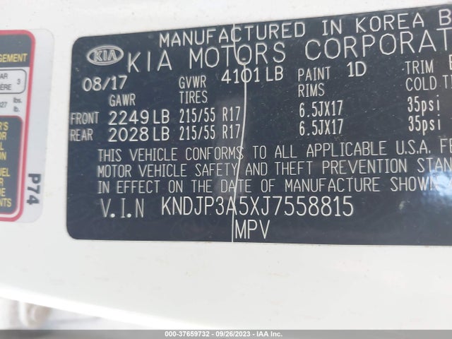 2018 KIA SOUL VIN: KNDJP3A5XJ7558815